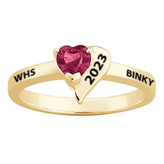 14K Gold over Sterling Crystal Heart Class Ring