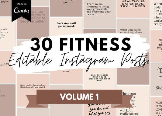 30 Fitness Motivational Editable Instagram Posts