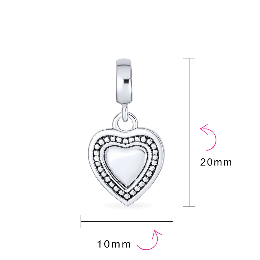 Vintage Style Heart Dangle Bead Charm