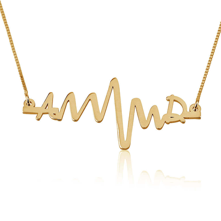 Two Initials Heartbeat Necklace