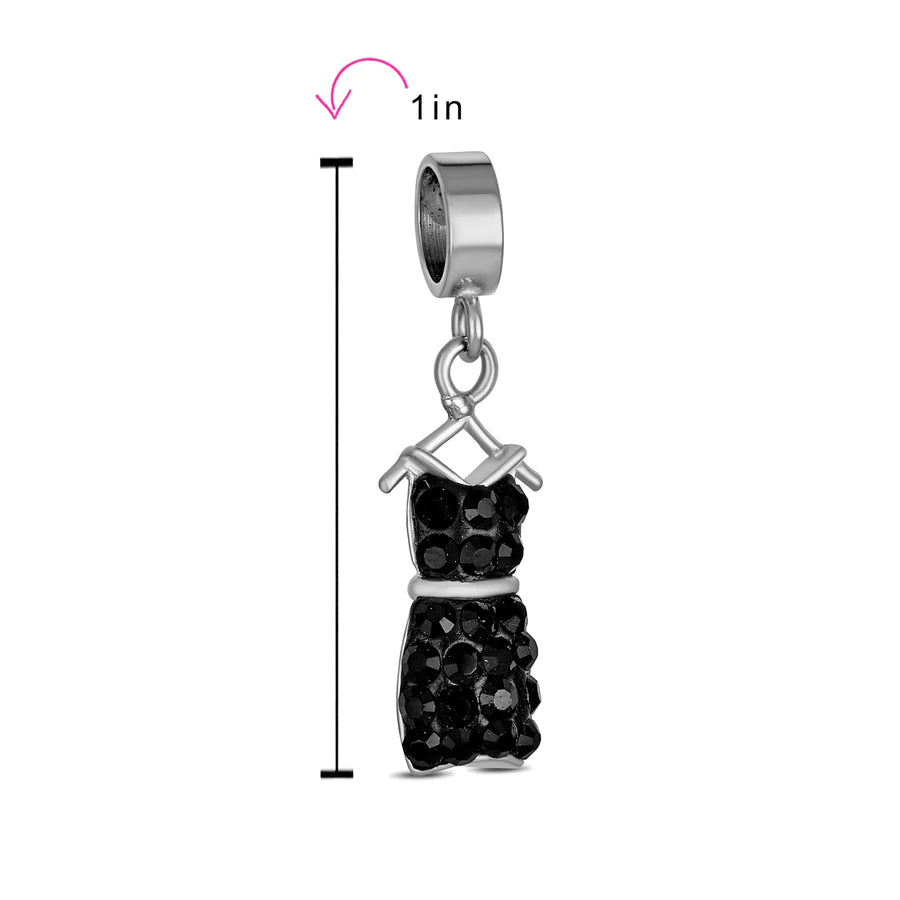 Little Black Dress Dangle Bead Charm