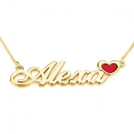 Name Necklace with Colored Heart