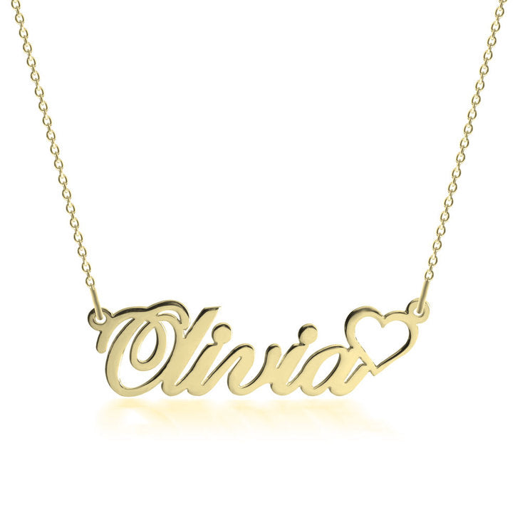 Classic Name Necklace With Heart