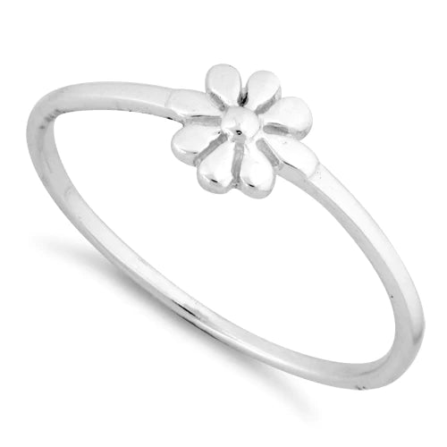 Anillo de flor de plata de ley 