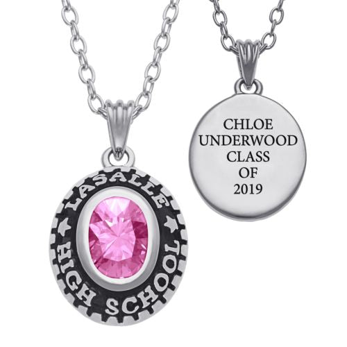 Sterling Silver Oval Birthstone Graduation Pendant