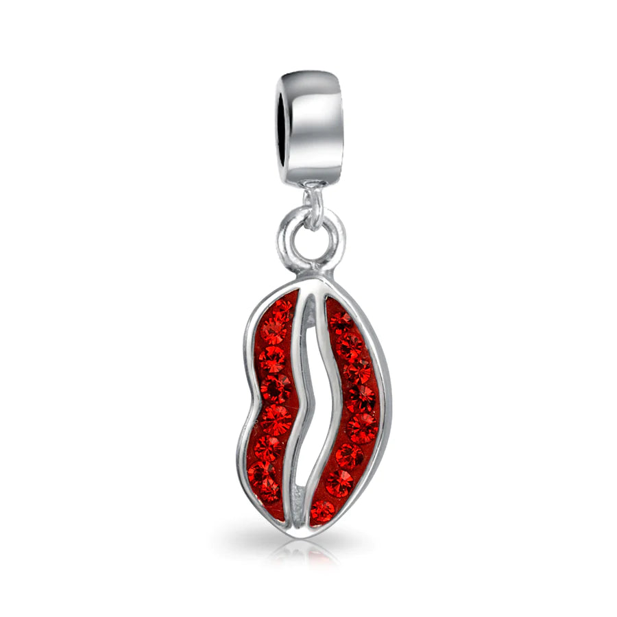 Red Crystal Lips Dangle Bead Charm