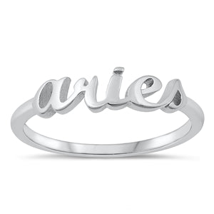 Sterling Silver Script Zodiac Ring