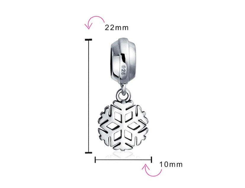 Winter Snowflake Dangle Bead Charm