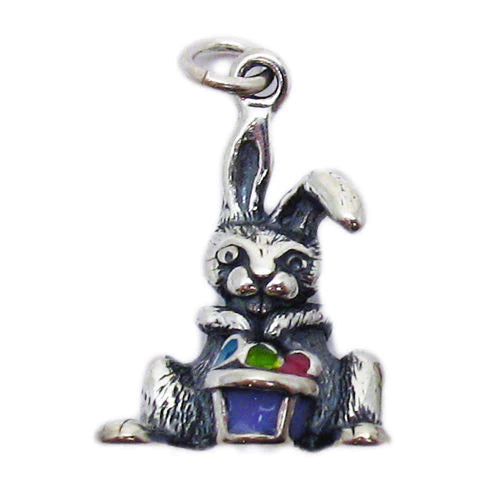 Easter Bunny with Enamel Colored Eggs