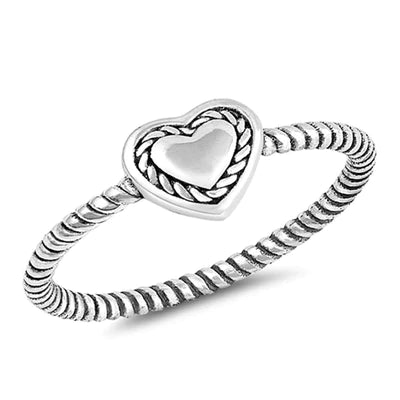 Sterling Silver Oxidized Spinner Heart Shaped Plain Ring