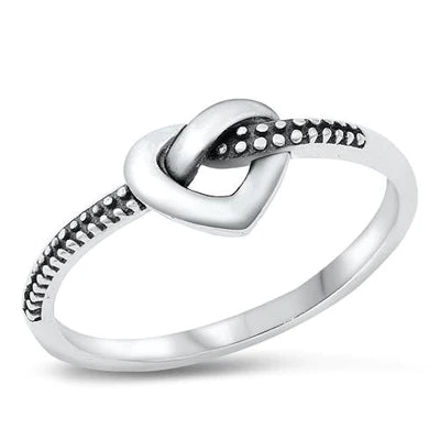 Sterling Silver Oxidized Heart Knot Ring