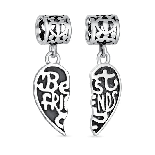 Best Friend Puzzle Two Piece Split Heart Bead Charm