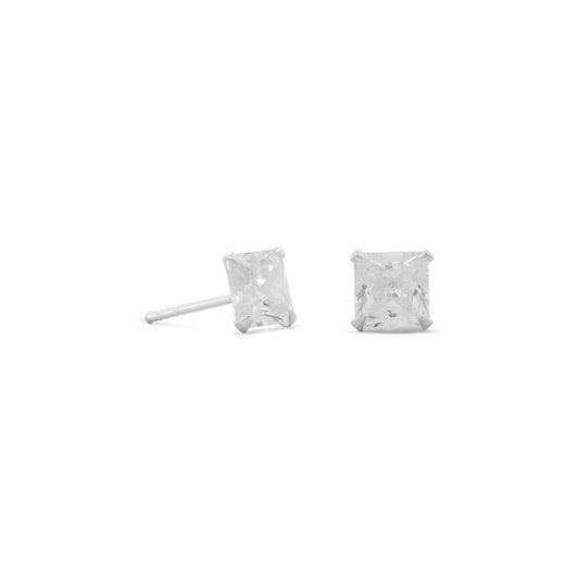 6mm Square CZ Stud Earrings