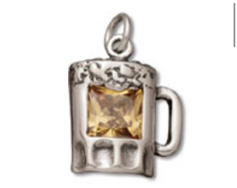 Yellow Beer Mug Crystal Charm