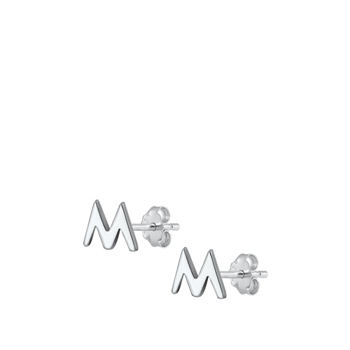 A-Z Geometric Initial Stud Earrings Sterling Silver