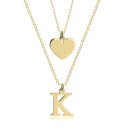 Heart and Initial Layered Necklace