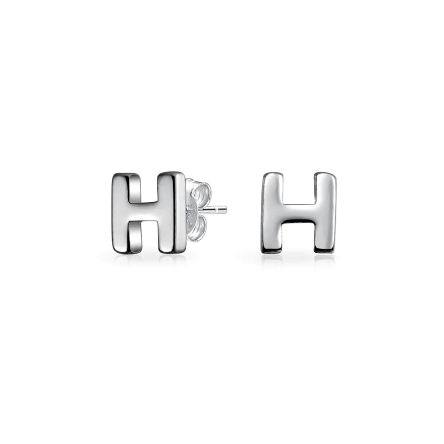 A-Z Geometric Alphabet Letter Initial Stud Earrings Sterling Silver