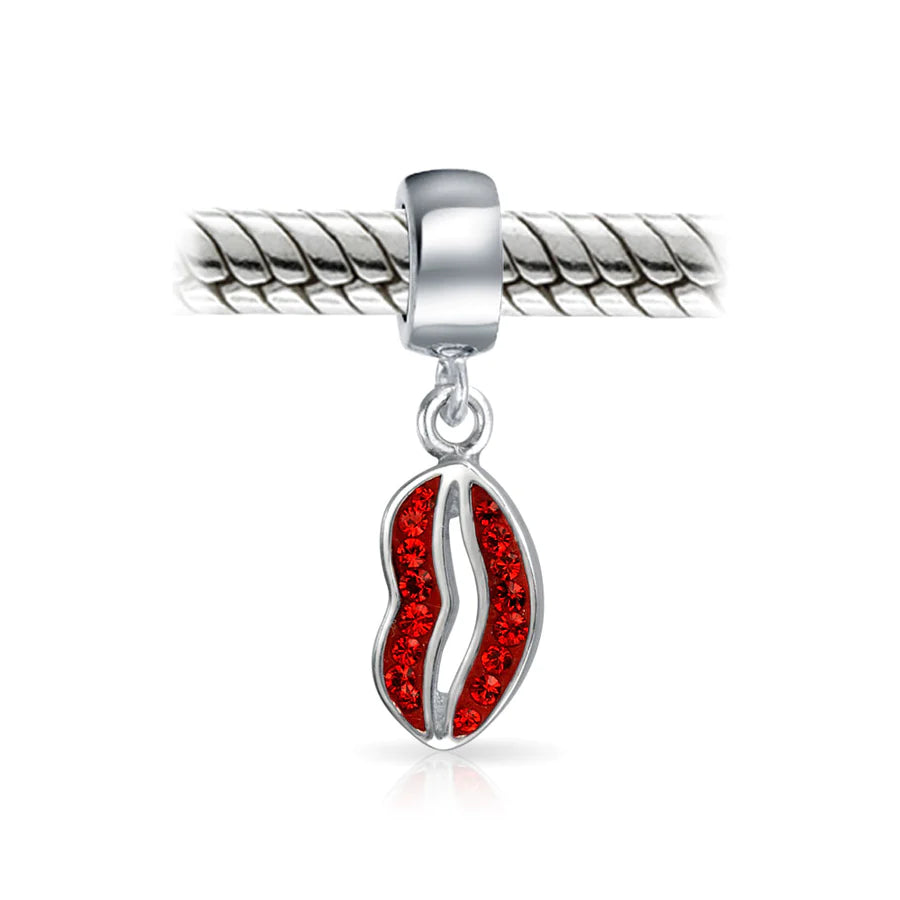 Red Crystal Lips Dangle Bead Charm