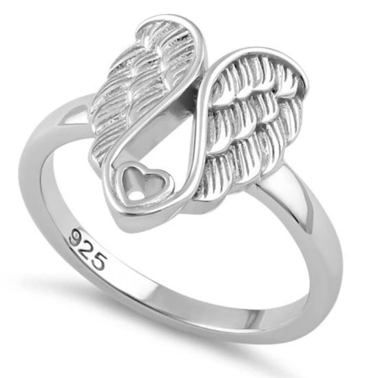 Angel Wings with Heart Ring