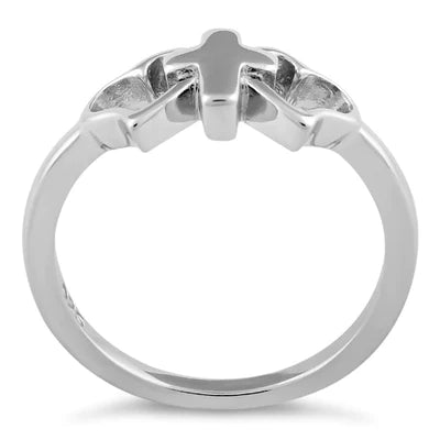 Cross with 2 Hearts Ring