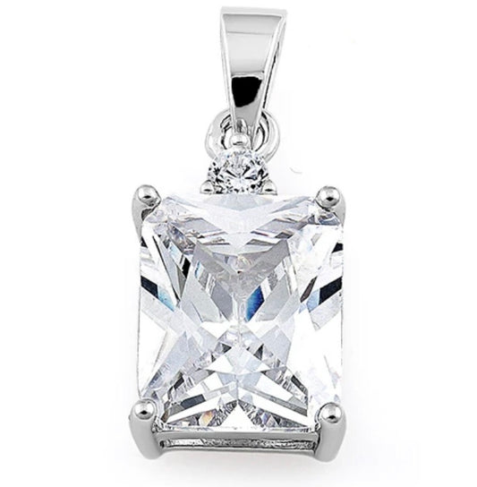 Sterling Silver Rectangular Clear CZ Pendant