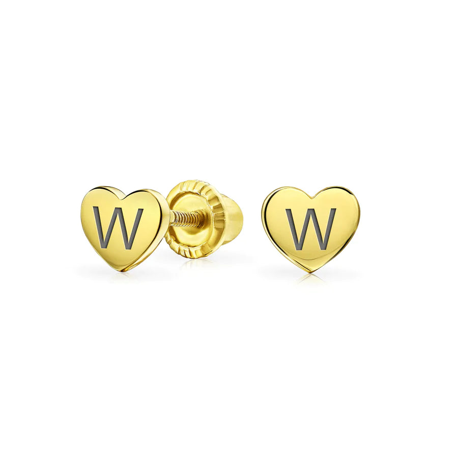 Tiny 14K Yellow Gold Heart Stud Earring