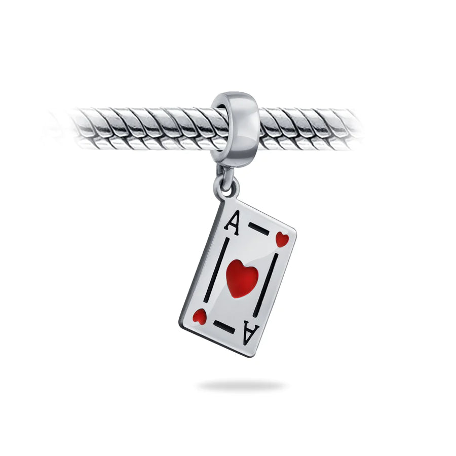 Ace Heart Dangle Bead Charm