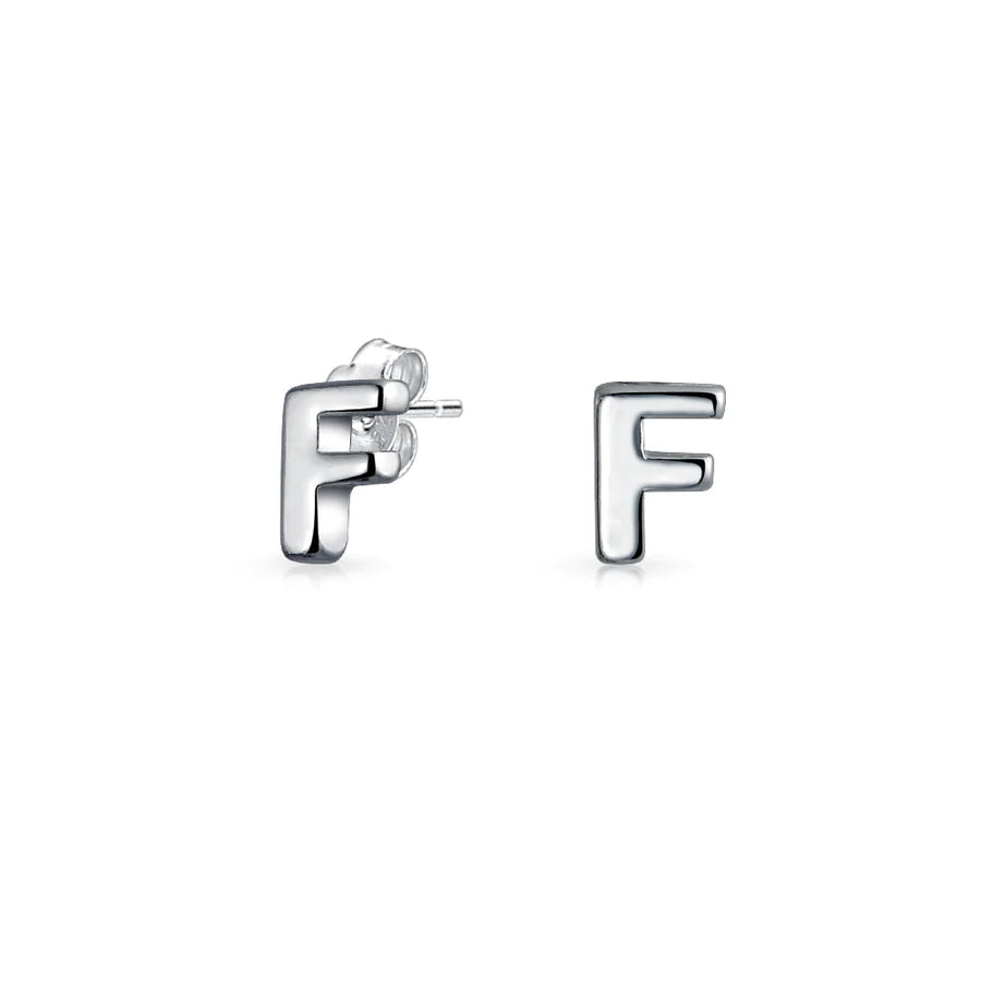 A-Z Geometric Alphabet Letter Initial Stud Earrings Sterling Silver