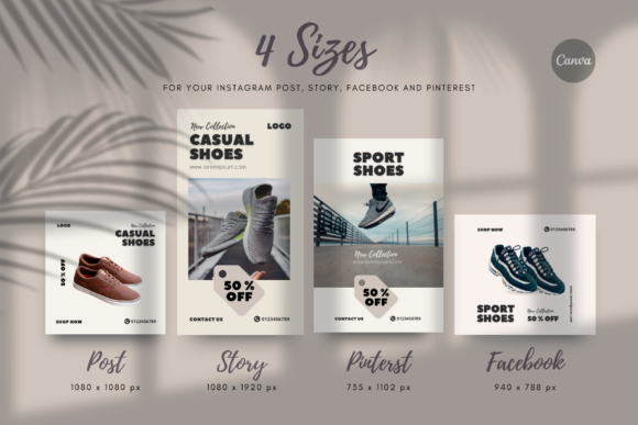 Shoes Sale Social Media Post Canva Bundle