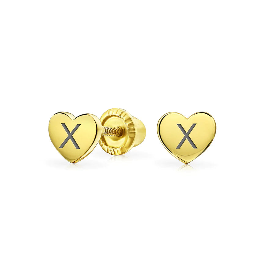 Tiny 14K Yellow Gold Heart Stud Earring