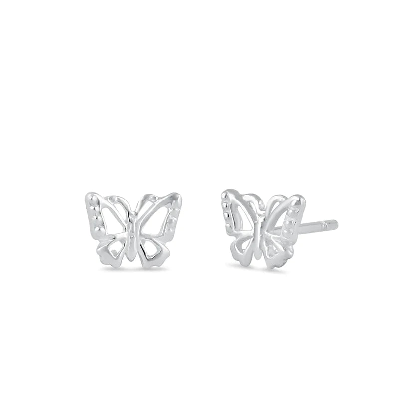 Sterling Silver Dainty Butterfly Stud Earrings