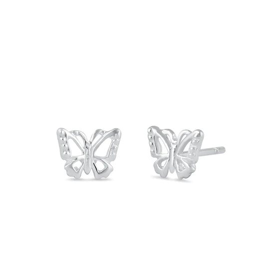 Aretes de mariposa delicados de plata de ley