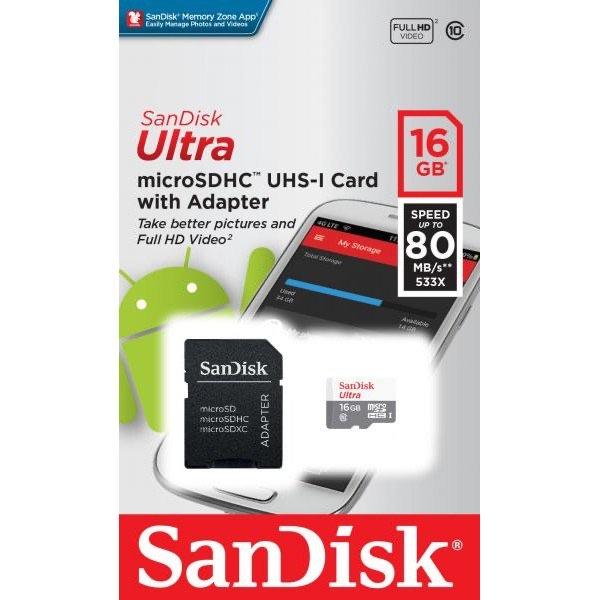 SanDisk microSDHC Flash Memory Card with Adapter (Class 10)