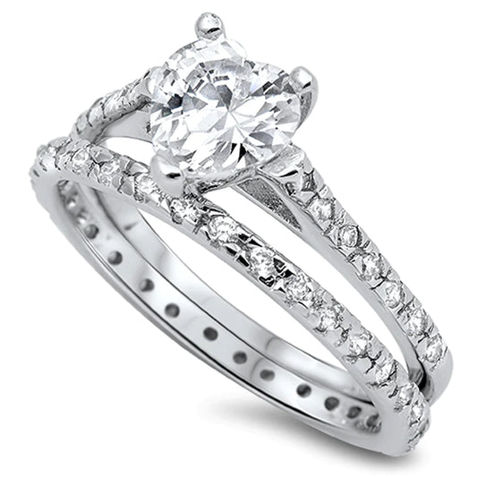 Clear CZ Heart Polished Ring