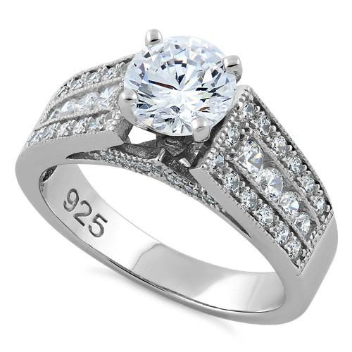 Sterling Silver Elegant Engagement CZ Ring