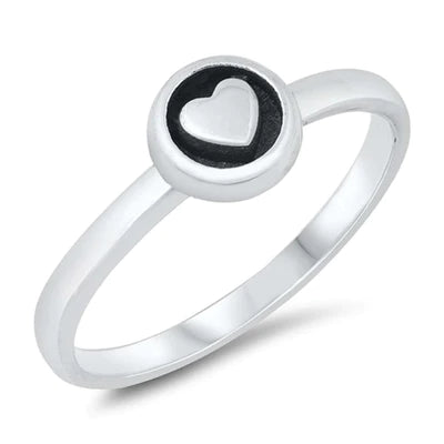 Sterling Silver Oxidized Heart Ring