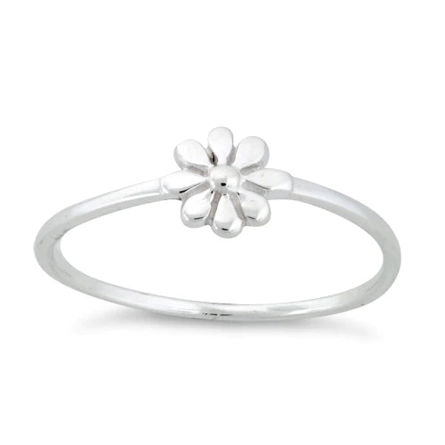 Anillo de flor de plata de ley 