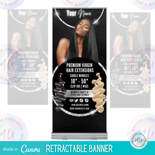 DIY Canva Black Hair Retractable Banner