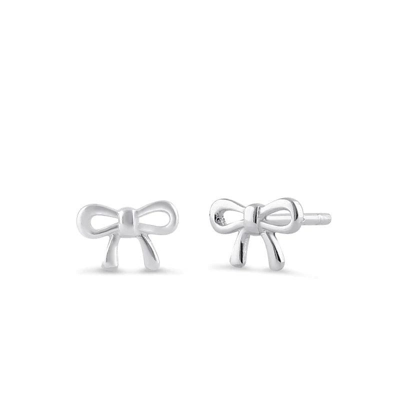 Sterling Silver Dainty Bow Stud Earrings