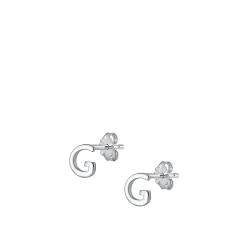 A-Z Geometric Initial Stud Earrings Sterling Silver