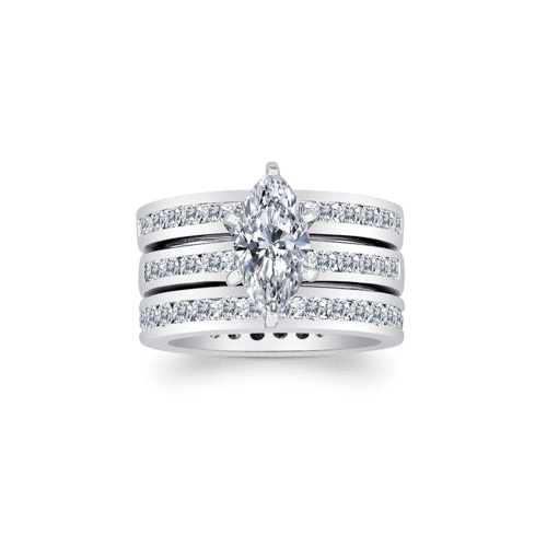 5.5 Carat Marquise CZ 3 Piece Wedding Ring Set