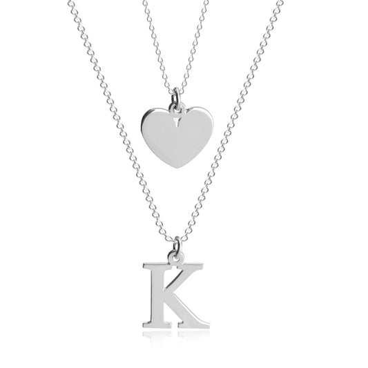 Heart and Initial Layered Necklace