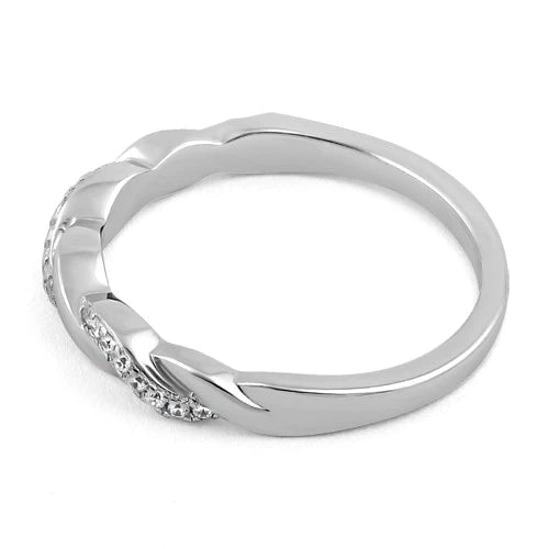 Sterling Silver Braided Clear CZ Ring