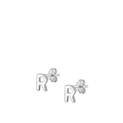 A-Z Geometric Initial Stud Earrings Sterling Silver