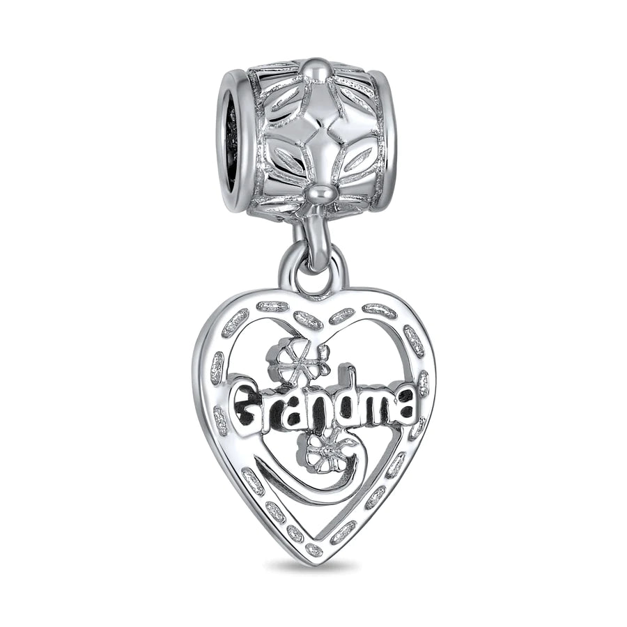 Grandma Heart Dangle Bead Charm