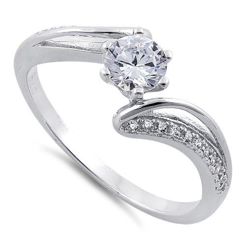 Sterling Silver Round Cut Clear CZ Ring