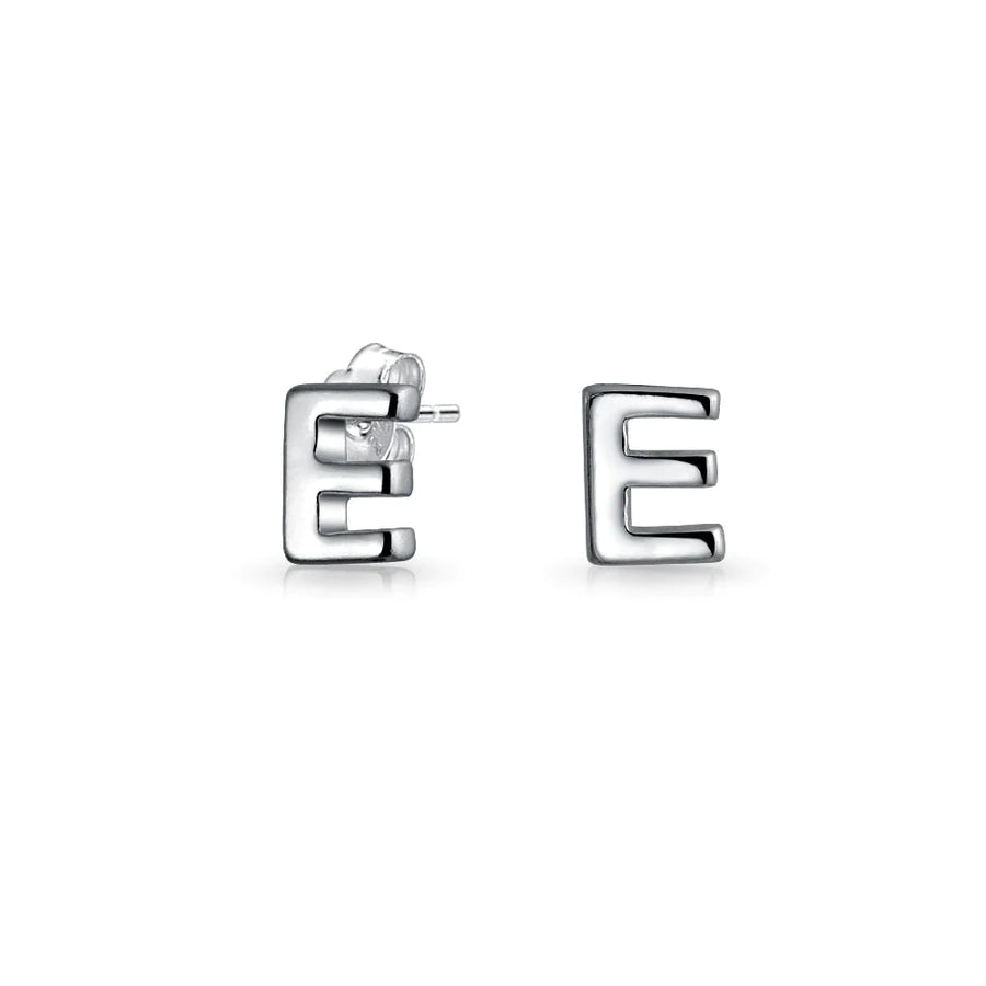 A-Z Geometric Alphabet Letter Initial Stud Earrings Sterling Silver