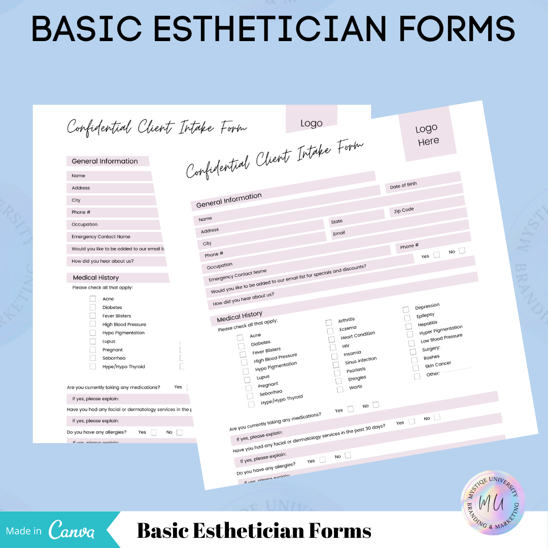 Basic Esthetician Forms