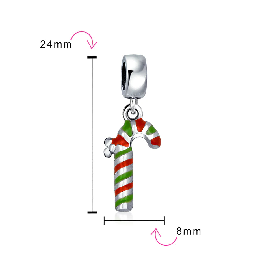 Candy Cane Dangle Bead Charm