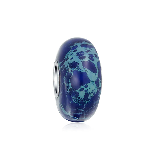 Natural Blue Jasper Gemstone Round Spacer Bead Charm